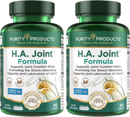 Fórmula HA Joint da Purity Products – Ácido Hialurônico e CoFatores Essenciais para Articulações e Pele – Colágeno Multi (Tipo I, II)