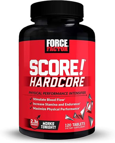 Score! Hardcore Booster de Óxido Nítrico para Homens com L-Citrulina, Yohimbe e Maca Negra | 60 cápsulas | Aumento de Energia e Desempenho Masculino - Force Factor