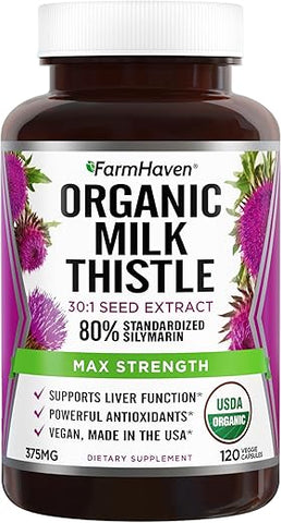 Cápsulas de Cardo Mariano Orgânico USDA | Extrato de Semente Concentrado 30X | - FarmHaven