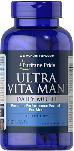 Puritan's Pride - Puritan’s Pride Ultra Vita Man Time Release – 180 Cápsulas | Fórmula Avançada para Homens | Energia e Saúde | Vitaminas e Minerais Essenciais | 180 Cápsulas | Marca Puritan’s Pride