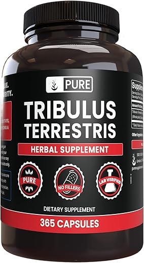 PURE ORIGINAL INGREDIENTS - Tribulus Terrestris Puro com Ingredientes Originais, Sem Preenchedores de Magnésio ou Arroz, Sempre Puro, Verificado em Laboratório (365 Cápsulas)