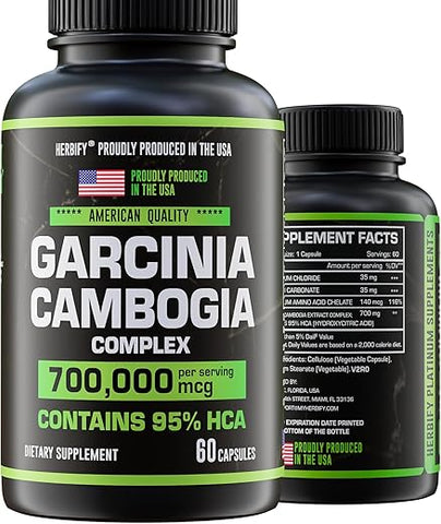 HERBIFY - Garcinia Cambogia – Suplemento de Suporte ao Bem-Estar para Mulheres – Marca Wellness – 60 cápsulas de 500mg