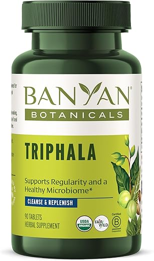 Triphala Tablets – Suplemento Orgânico de Triphala com Amla e Haritaki | 60 comprimidos | 100% Natural | Frete Grátis - Banyan Botanicals