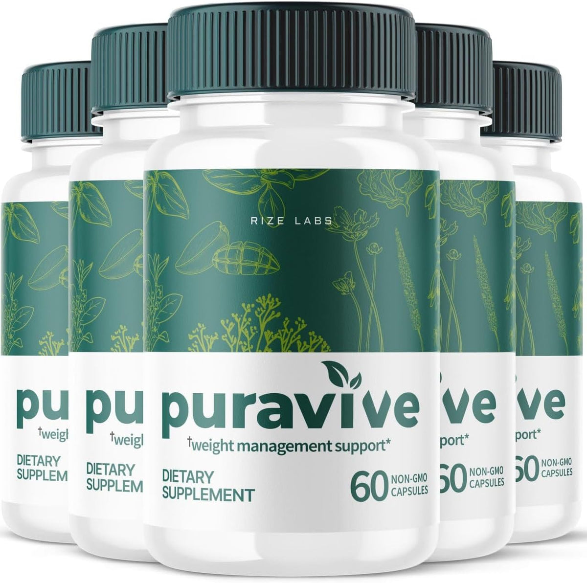 rize labs - (5 Pacotes) Puravive – Pílulas de Saúde para Perda de Peso, Cápsulas de Arroz Exótico Puravive – Avaliações, Suporte de Níveis BAT para Perda de Peso Puravive, Detox Pura Vive – Compre Agora!