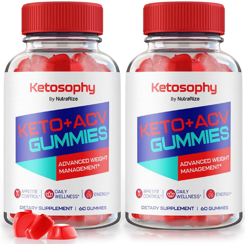 NutraRize - (2 Pacotes) Ketosophy ACV Keto Gummies Avançado para Perda de Peso, Ketosophy ACV Keto, Suplemento Multivitamínico de Vinagre de Maçã, Keto ACV Ketosophy Vitamina Ácido Fólico KetosophyACV (120 g)