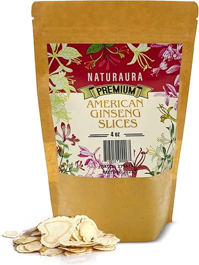 NATURAURA - Fatias de Ginseng Americano Premium – Energia Natural – 100g
