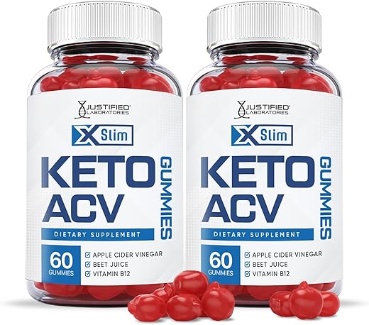 2 Pack X Slim Keto ACV Gummies 1000MG Xslim Vegan Non GMO com Suco de Romã, Beterraba e Vitamina B12 – 120 Gomas - Justified Laboratories