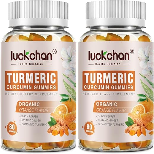 LUCKCHAN - (2 Pacotes) Gomas de Cúrcuma Curcumina com Gengibre – 100% Natural e Deliciosas | Marca: Turmeric Curcumin