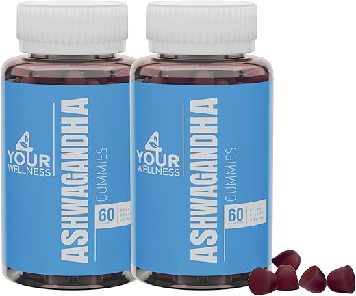 4 Your Wellness - Ashwagandha Gummies Mixed Berry KSM-66, Lion’s Mane, Vitamina-D, Sem-OGM, Sem Glúten, Sem Gelatina – 100g