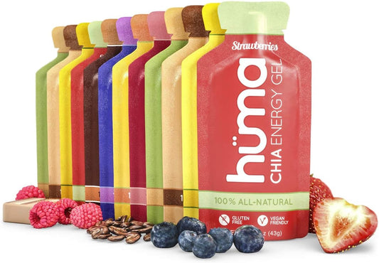 HÜMA CHIA ENERGY GEL - Huma Chia Energy Gel 12 Pack – Gel Energético de Alimentos Reais para Exercícios de Resistência – Amigável ao Estômago