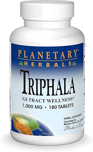 Triphala 1000mg – Limpeza Interna para o Trato GI – 180 Comprimidos - Planetary Herbals