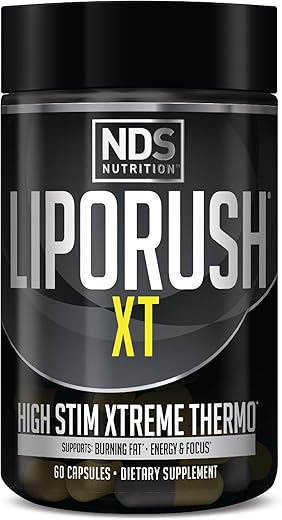 LIPORUSH - NDS Nutrition XT – Termogênico Super Concentrado com L-Carnitina | Queime gordura e aumente a energia | 60 cápsulas