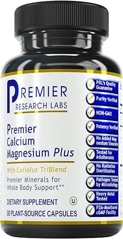 Suplemento de Cálcio e Magnésio com Complexo de Cogumelos Reishi – Saúde Óssea – 60 cápsulas - Premier Research Labs