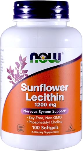 Lecitina de Girassol, 100 Softgel (2 Pacotes) – 200 Cápsulas | Alta Qualidade | Fonte Natural de Fosfolipídios | Suporte para Saúde Cerebral e Cardiovascular - NOW Foods