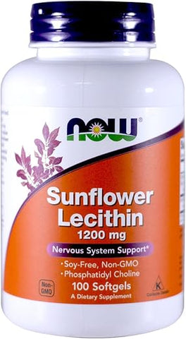 Lecitina de Girassol, 100 Softgel (2 Pacotes) – 200 Cápsulas | Alta Qualidade | Fonte Natural de Fosfolipídios | Suporte para Saúde Cerebral e Cardiovascular - NOW Foods