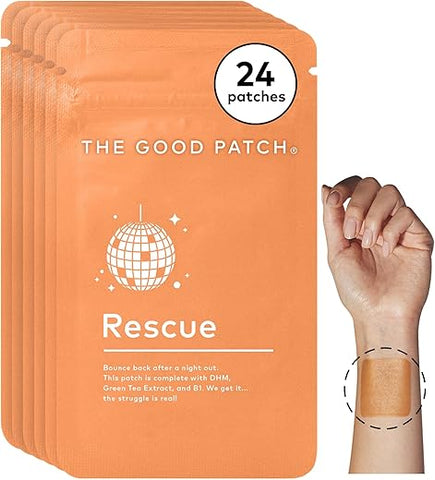 Rescue After Party Patch – Patch Natural com DHM, Vitamina B1, Chá Verde, Bem-Estar Vestível Impulsionado por Plantas, Recupere-se Após uma Noite Fora (24 Patches no Total) - The Good Patch