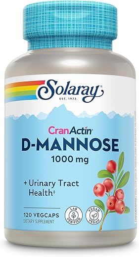 D-Mannose 1000mg com Extrato de CranActin Cranberry – Suplemento de D-Mannose Cranberry com Vitamina C – Suporte à Saúde do Trato Urinário e da Bexiga – Vegano, Garantia de 60 Dias - SOLARAY