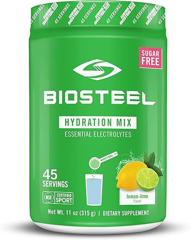 BIOSTEEL - BioSteel Zero Sugar Hydration Mix – Hidratação Saborosa com 5 Eletrólitos Essenciais, Sabor Limão-Lima, 45 Porções por Pote