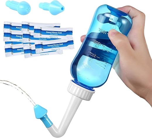 Neti Pot – Frasco de Lavagem Nasal com Sal de Irrigação Nasal para Adultos | Marca Carllg - Carllg