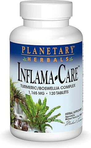 Inflama-Care 1165mg Complexo de Cúrcuma/Boswellia – 120 Comprimidos | Turmeric/Boswellia | 1165mg | Complexo Anti-inflamatório | Marca Planetary Herbals - Planetary Herbals