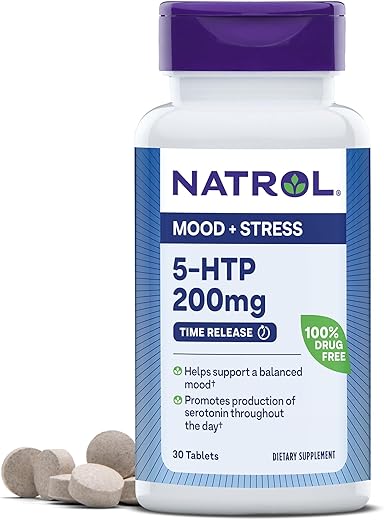 5-HTP Time Release – Comprimidos para Promover um Estado de Espírito Calmo e Relaxado, Manter uma Visão Positiva, Estimular a Produção de Serotonina, Livre de Medicamentos, Liberação Controlada, Máximo de Resultados - Natrol