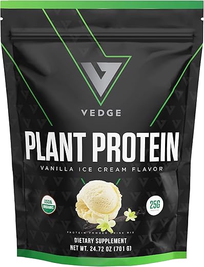 vedge - Vedge Proteína Vegetal Orgânica Certificada Sabor Baunilha (20 Porções) – Pó de Proteína Vegana à Base de Plantas, Orgânico USDA, Livre de Glúten, Nutrição de Proteína Vegetal Não Láctea