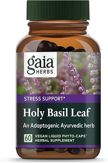 Pro Holy Basil Leaf – Suporte ao Estresse com Manjericão Sagrado – Suplemento Herbal para Apoiar uma Mentalidade Positiva – 60 Cápsulas Líquidas Fitoterápicas - Gaia Herbs