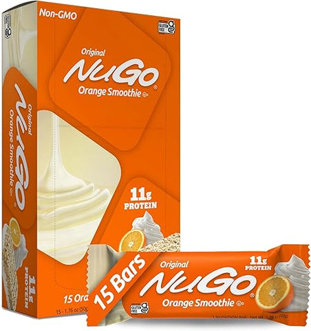 Barra de Proteína, Smoothie de Laranja, 11g Proteína, Sem Glúten, 15 Unidades - NuGo