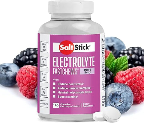 FastChews – Tabletes de Eletrólitos Mastigáveis de Mixed Berry – Tabletes de Sal para Corredores, Mastigáveis de Eletrólitos para Hidratação – 120 Unidades - SaltStick