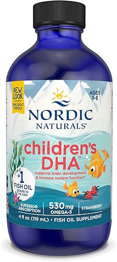 DHA Infantil, Morango – 120 ml para Crianças – 530 mg de Ômega-3 com EPA - Nordic Naturals