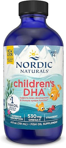 DHA Infantil, Morango – 120 ml para Crianças – 530 mg de Ômega-3 com EPA - Nordic Naturals