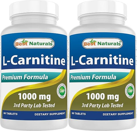 Best Naturals - Melhor Naturals L-Carnitina 1000mg 60 Comprimidos (Pacote com 2) – Marca de Produto