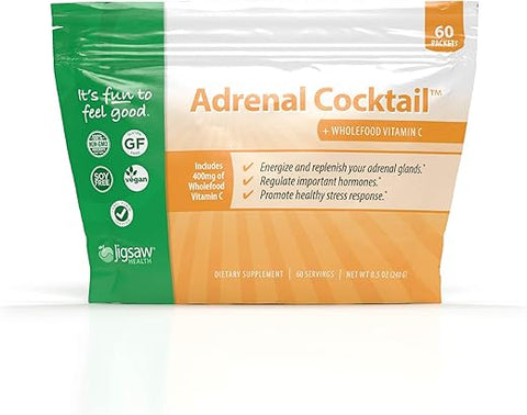 Jigsaw Health - Jigsaw Adrenal Cocktail™ Vitamina C Integral | com Bicarbonato de Potássio, Sal Marinho e Extrato de Acerola | 60 Pacotes | Marca Jigsaw