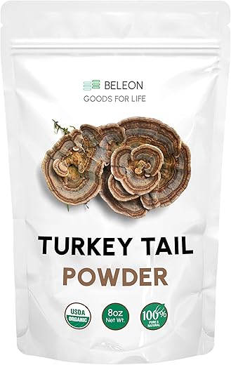 Beleon Goods For Life - Pó de Cogumelo do Coração de Peru Orgânico 227g – Suplemento Natural de Cogumelo, Contém PSP e PSK, Amigo dos Pets