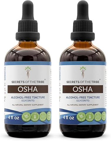 Secrets of the Tribe - Segredos da Tribo – Extrato Líquido de Raiz de OSHA (Ligusticum porteri) Responsavelmente Cultivada, Livre de Álcool (2×120 ml)