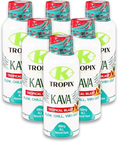 Kava Shot Tropical Blast – Bebida de Kava – Extrato de Raiz de Kava – Substituto de Álcool – 6 Pack - K TROPIX