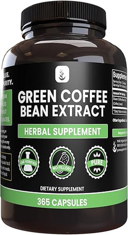 PURE ORIGINAL INGREDIENTS - Extrato de Café Verde Puro de Ingredientes Originais (365 Cápsulas) Sem Preenchedores de Magnésio ou Arroz, Sempre Puro, Verificado em Laboratório – Green Coffee Bean Extract