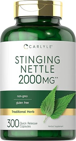 Extrato de Folha de Urtiga 2000mg | 300 Cápsulas | Não-OGM | Marca Carlyle - Carlyle