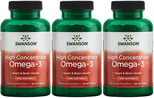 Ômega-3 Concentrado de Óleo de Peixe – Ácidos Graxos Essenciais – (120 Softgels, 680mg Cada) 3 Pacotes - Swanson