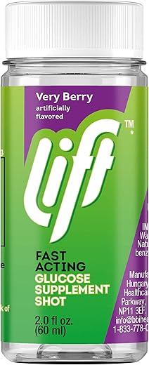 Glucose | Shots de Suco Energético de Glicose de Ação Rápida | Very Berry | Sem Cafeína | Frascos de 60 ml (Embalagem com 12) - Lift