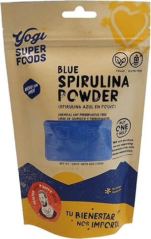 Yogi Super Foods - Pó de Spirulina Azul Extraído de Algas Azul-Verdes – Superfood Vegetal, Rica Fonte de Proteína, para Suporte Imunológico, Energia, Coloração Natural para Assar – Embalagem de 5g