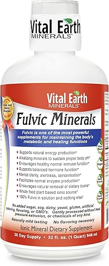 Suplemento de Ácido Fúlvico com 70 Minerais Traços e Eletrólitos para Energia – 500ml - Vital Earth Minerals
