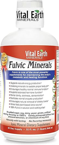Suplemento de Ácido Fúlvico com 70 Minerais Traços e Eletrólitos para Energia – 500ml - Vital Earth Minerals