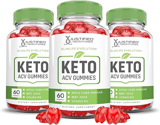 Justified Laboratories - (3 Pack) Gomas Slimlife Evolution Keto ACV – Slim Life Evolution Keto Gummies Avançado 1000MG – Fórmula de Vinagre de Maçã com Romã e Beterraba em Pó