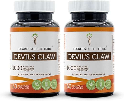 Secrets of the Tribe - Segredos da Tribo – Devil’s Claw 60 Cápsulas (2 un.), 1000 mg, Raiz Seca de Devil’s Claw (Harpagophytum Procumbens) (2×60 Cápsulas)