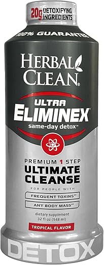 Ultra Eliminex: Detox Premium 1 Passo, Limpeza Completa no Mesmo Dia, Sabor Frutas Tropicais, 32 fl oz (946 ml) - Herbal Clean