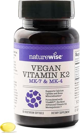 Vitamina K2 MK-7 100mcg e MK-4 500mcg – Fórmula Bioativa Aprimorada – Suplemento Complexo K para Saúde Óssea e Cardíaca – Vegano, Sem Glúten, Não-OGM – 90 cápsulas - NatureWise