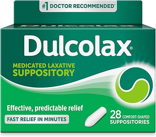 Fast Relief Supositórios Laxantes Medicados, Uso Retal, Bisacodil, 10 mg, 28 Unidades - Dulcolax