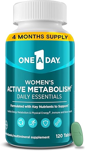 ONE A DAY - Multivitamínico Feminino One A Day Ativo para Metabolismo, Suporte Metabólico, Vitaminas com os 8 B-Vitamins, Vitamina D, Magnésio | Mulheres Ativas