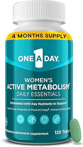 ONE A DAY - Multivitamínico Feminino One A Day Ativo para Metabolismo, Suporte Metabólico, Vitaminas com os 8 B-Vitamins, Vitamina D, Magnésio | Mulheres Ativas